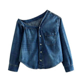 Chaqueta vaquera de mujer con hombros asimétricos